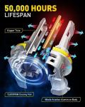 AUXITO H11 LED Bulbs H8 H9 Hi/Low Beam 50,000LM 900% Super Bright, 6500K Cool White, Plug & Play for Car SUV Truck 3 Min Install, Pack of 2
