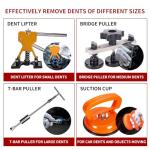 97pcs Dent Puller Kit, Car Dent Puller for Dent Repair, Car Dent Puller Kit with Golden Lifter, Slide Hammer T-Bar, Bridge Puller, Paintless Dent Removal Kit for Car Refrigerator Door Ding Repair