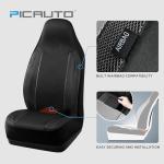 PIC AUTO High Back Front Car Seat Covers - Sports Carbon Fiber Mesh Design Seat Covers, Universal Fit, Airbag Compatible (Black)