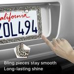 Valor Gel Metal Car License Plate Frames,Antique Old Pattern Printing, Bling Crystal Rhinestones Inlaid,Universal 2 Holes Automotive Replacement Parts Plate Holder(1 Pack)