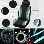 Sinmoe 17 Pcs Car Seat Covers Full Set, Steering Wheel Cover Center Console Pad Armrest Cover Seat Safety Belt Pad Seatbelt Covers Cup Mats Car Emblem Ring Sticker Accessories Set(Black, Mint)