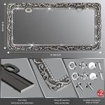 Valor Gel Metal Car License Plate Frames,Antique Old Pattern Printing, Bling Crystal Rhinestones Inlaid,Universal 2 Holes Automotive Replacement Parts Plate Holder(1 Pack)