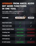 ANCEL AD310 Pro 2-in-1 OBD2 Scanner & Car Battery Tester, Diagnostic Tool with Bluetooth APP for iPhone & Android, Performance Test, Trip Analysis, Engine Health Self Check for All 1996+ Vehicles