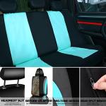 Sinmoe 17 Pcs Car Seat Covers Full Set, Steering Wheel Cover Center Console Pad Armrest Cover Seat Safety Belt Pad Seatbelt Covers Cup Mats Car Emblem Ring Sticker Accessories Set(Black, Mint)