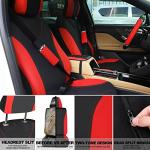 BBTO 43 Pcs Bling Car Accessories Set for Women Front Seats and Rear Bench Polyester Car Seat Protectors Wheel Cover Seat Floor Mats Full Crystal Automotive Interior Decor(Red and Black)