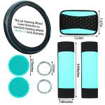 Sinmoe 17 Pcs Car Seat Covers Full Set, Steering Wheel Cover Center Console Pad Armrest Cover Seat Safety Belt Pad Seatbelt Covers Cup Mats Car Emblem Ring Sticker Accessories Set(Black, Mint)