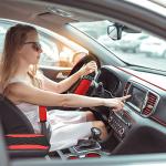 BBTO 43 Pcs Bling Car Accessories Set for Women Front Seats and Rear Bench Polyester Car Seat Protectors Wheel Cover Seat Floor Mats Full Crystal Automotive Interior Decor(Red and Black)