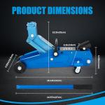 GAOLLY 1.5 Ton Floor Jack Low Profile, Heavy-Duty Steel Racing with Single Piston Lift Pump, Lifting Range 5" ~ 12.2"（Blue）