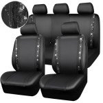 Diamond Bling Leather Car Seat Covers Set