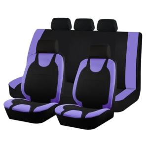 Bittwee 9PCS Car Seat Covers Full Set, Polyester Washable Vehicle 5-Seats Protectors with Headrest Cover, Comfortable Automobile Seat Interior Protection, Universal for Sedan Truck SUV (Purple)