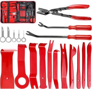 Doaho 19Pcs Car Trim Removal Tool,Auto Clip Pliers Fastener Remover Set,Pry Tool Repair Kit,Fastener Clips Removal Car Tool for Panel,Audio, Dash, Window,Clip and Upholstery with Storage Bag