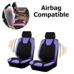 Bittwee 9PCS Car Seat Covers Full Set, Polyester Washable Vehicle 5-Seats Protectors with Headrest Cover, Comfortable Automobile Seat Interior Protection, Universal for Sedan Truck SUV (Purple)