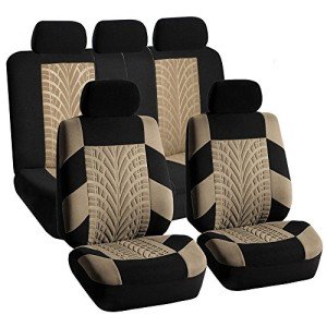 Premium Cloth Car Seat Covers Full Set - Beige