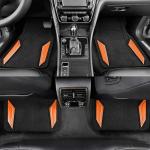 PIC AUTO Rubber Floor Mats, Orange Aluminum Film with Colorful Piping Floor Mats for Cars, Car Mats with Non-Slip Backing, All-Weather Protection, Trim-to-Fit Liner for Cars, SUVs, Trucks, Vehicles
