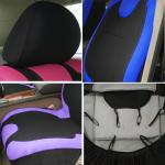 Bittwee 9PCS Car Seat Covers Full Set, Polyester Washable Vehicle 5-Seats Protectors with Headrest Cover, Comfortable Automobile Seat Interior Protection, Universal for Sedan Truck SUV (Purple)