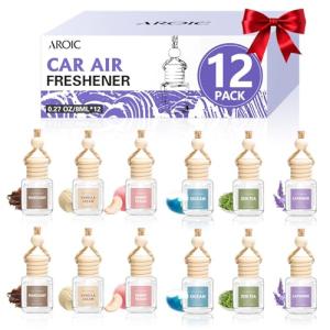 AROIC 12 Pack Car Air Freshener, Car Smell Air Freshener Diffuser Essential Oil Scent for Women & Men, Long Lasting Fresheners Accessories Interior, Hanging Automotive Fragrance with Many Flavors