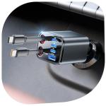 SUPERONE 6 in 1 Retractable Car Charger with Dual Type C Cables, 99W Ultra-Compact USB C Car Accessories Adapter with 4 USB Ports, Fast Charging Car Charger for iPhone 17/16/15/14/13/12, Galaxy, iPad