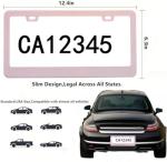 Fashion 2 Pack Matte Cherry Baby Pink License Plate Frames, Stainless Steel Car License Plate Cover Car Accessories with Screw Caps (Pink)