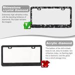 QUANQIUFEI Bling License Plate Frames for Women, Sparkly Rhinestone Diamond Car Accessories with Glitter Crystal Caps (1 Pack Black)
