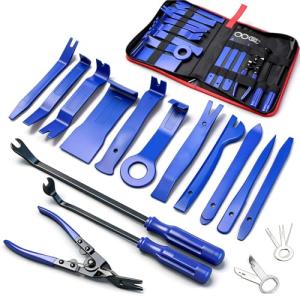 Poraxy 19Pcs Trim Removal Tool, Car Panel Dashboard Door Audio Trim Removal Tool Kit, Auto Clip Pliers Fastener Remover Set, Plastic Pry Tool, Automotive Upholstery Removal Kit