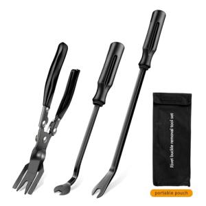 GOOACC Auto Trim Removal Tool Set 3Pcs No Scratch Pry Tool Kit with Storage Bag for Car Body Clips Door Panel Car Clips Dashboard Repair Black
