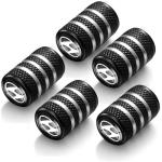 ljjiejj 5 Pcs Car Tire Valve Stem Caps for Hyundai Santa Fe Palisade Kona Elantra Series,Alloy Metal Car Tire Caps Cover,Anti-corrosion Dust Caps,XD-Black, black4