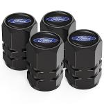 Tire Valve Caps, Valve Stem Caps Fit Ford Fusion F150 F250 F350 F450 F550 Edge Explorer Mustang F151, Alloy Car Tire Caps for Corrosion Resistant Leak-Proof Car Accessories, Black