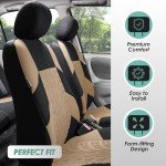 Premium Cloth Car Seat Covers Full Set - Beige