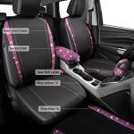 CAR PASS Bling Rhinestone Car Seat Covers Leather Shining Diamond Car Floor Mats Carpet with Anti-Slip Nibs Bling Diamonds Car Accessories Sets Pink Glitter Crystal Diamond Combo Set