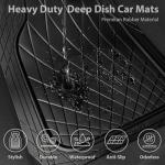 CAR PASS Heavy Duty Rubber Car Floor Mats, Waterproof Universal Trim-to-Fit Car Mats All Weather Floor Mats for SUV Truck Sedan, Premium Auto Floor Mats Full Set 3 Piece Anti-Slip, Solid Pure Black