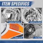 Auto Dynasty Halogen Model Factory Style Headlights Assembly Compatible with Honda Accord Sedan 4-Door 2008 2009 2010 2011 2012, Driver and Passenger Side, Chrome Housing Amber Corner