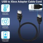 Vrllinking USB to Xbox Adapter Cable for Original Xbox Console Gen 1 & PC | 31in Controller Converter with OG Memory Card Port, Compatible with Guitar Hero Drums, Plug and Play Cord