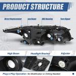 Auto Dynasty Halogen Model Factory Style Headlights Assembly Compatible with Honda Accord Sedan 4-Door 2008 2009 2010 2011 2012, Driver and Passenger Side, Chrome Housing Amber Corner