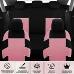 JINGSEN 21 Pcs Car Seat Covers Full Set for Women,Car Seat Covers for Car Floor Mats,3D Tyre Print with 5mm Composite Sponge Automotive Interior Universal Car Seat Cover,Accessories Full SUV(Pink)
