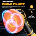 Niusken Cordless Car Buffer Polisher kit [2X 2000mAh 21V Batteries & 18 PCS Attachments] 6-Speed Orbital Design, LED Display, Lightweight Detailing Tool for Waxing, Polishing & Scratch Removal-Yellow
