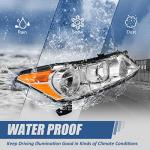 Auto Dynasty Halogen Model Factory Style Headlights Assembly Compatible with Honda Accord Sedan 4-Door 2008 2009 2010 2011 2012, Driver and Passenger Side, Chrome Housing Amber Corner