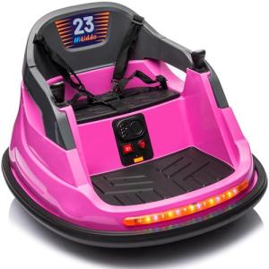 Hikiddo Baby Bumper Car, 6V Electric Kids Bumper Car for Toddlers with Remote Control, Bluetooth - Hot Pink