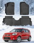 DiffCar® for Kia Soul Floor Mats: 2010 2011 2012 2013 | All-Weather Custom Fit Car Accessories for Kia Soul Interior Protection | TPE Rubber Box Car Front Rear Row Floor Carpet 3PCS Black