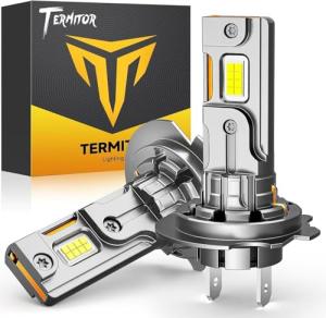 Termitor H7 LED Bulbs, 30,000LM 800% Brightness, 6500K White Super Bright, 1:1 Halogen Size, 6500 Cool White H7 Fog Lights, No Adapter Required Easy Install, Non-Polarity, Pack of 2