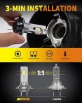 Termitor H7 LED Bulbs, 30,000LM 800% Brightness, 6500K White Super Bright, 1:1 Halogen Size, 6500 Cool White H7 Fog Lights, No Adapter Required Easy Install, Non-Polarity, Pack of 2