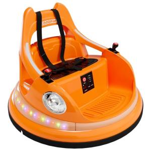 Hetoy Ride on Bumper Car for Toddlers, 12V Battery Cars for Kids W/Parent Remote, 2-Speed, 2 Driving Mode, 360°Spin, Electric Bumping Car with Music & Lights (Orange)