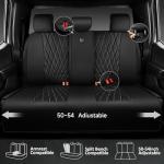 CAR PASS 5 Seats Piping Luxury Faux Leather Seat Covers Full Set, Anti-Slip Waterproof Seat Covers Compatible with Front Armrests, Universal Fit for Suvs,Vans,Trucks,Airbag Compatible, Pure Black