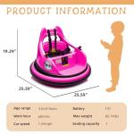 OKYBABY 12V Electric Ride On Bumper Car for Kids, Bumper Car for Toddlers 3+ W/Remote Control, LED Lights & 360 Degree Spin, Bluetooth, Anti-Collision Padding Five-Point Safety Belt (Rose Red)