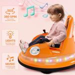 Hetoy Ride on Bumper Car for Toddlers, 12V Battery Cars for Kids W/Parent Remote, 2-Speed, 2 Driving Mode, 360°Spin, Electric Bumping Car with Music & Lights (Orange)