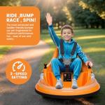 Hetoy Ride on Bumper Car for Toddlers, 12V Battery Cars for Kids W/Parent Remote, 2-Speed, 2 Driving Mode, 360°Spin, Electric Bumping Car with Music & Lights (Orange)