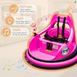 OKYBABY 12V Electric Ride On Bumper Car for Kids, Bumper Car for Toddlers 3+ W/Remote Control, LED Lights & 360 Degree Spin, Bluetooth, Anti-Collision Padding Five-Point Safety Belt (Rose Red)