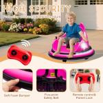OKYBABY 12V Electric Ride On Bumper Car for Kids, Bumper Car for Toddlers 3+ W/Remote Control, LED Lights & 360 Degree Spin, Bluetooth, Anti-Collision Padding Five-Point Safety Belt (Rose Red)