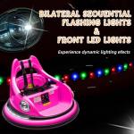 OKYBABY 12V Electric Ride On Bumper Car for Kids, Bumper Car for Toddlers 3+ W/Remote Control, LED Lights & 360 Degree Spin, Bluetooth, Anti-Collision Padding Five-Point Safety Belt (Rose Red)
