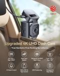Baseus VD1 Pro Solar Dash Cam Front and Rear, 4K+1080P Dash Camera for Cars, Battery Powered Parking Mode, Starvis Night Vision, 32 GB Card Included, 5GHz WiFi, GPS, Wide Angle,Voice Control