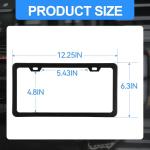 VRYTOR 2PCS Matte Black License Plate Frames - No-Cover State Name - Premium Rust Proof Aluminum License Plate Holder for Women and Men, Universal Car Plate Frame with 2 Holes, Easy to Install